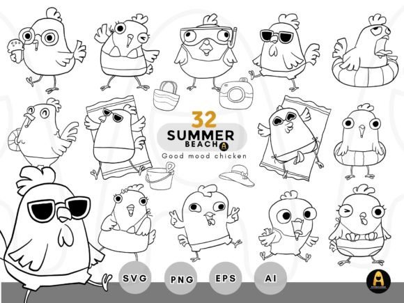 32 Chicken and Summer Beach SVG: A Designer's Cut-Ready Toolkit