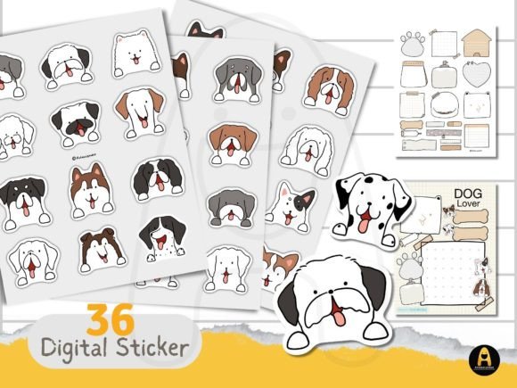 Cute Dogs Digital Stickers: Enhance Your Design Projects