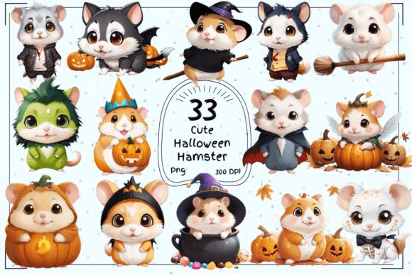 Cute Kawaii Halloween Hamster Clipart: A Designer's Delight