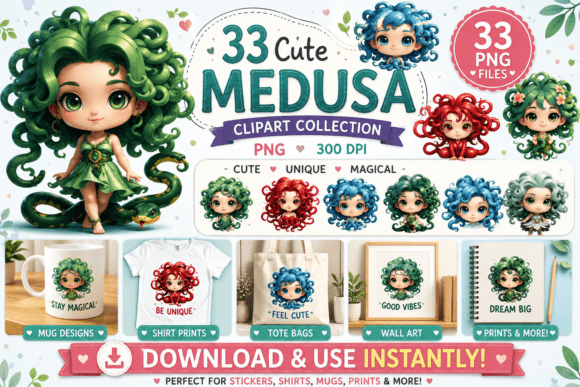 Cute Medusa Clipart: A Whimsical Design Resource