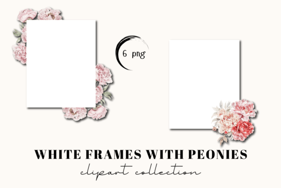 Elegant White Frames with Pink Peonies for Designers