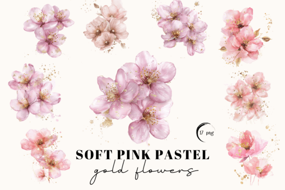 Elevate Your Design with Abstract Pink Gold Flowers