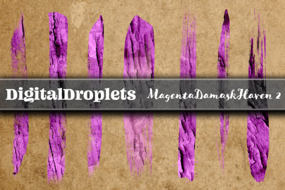 Magenta Damask Brush Strokes: 20 Free Design Elements